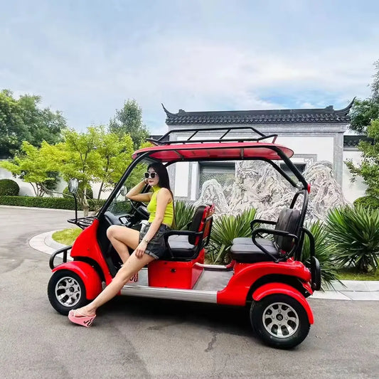 New Design 4 Seater 60V 72V Lithium Battery Golf Carts New Arrival Red Golf Carts 4KW 5KW 7.5 KW AC Motor Electric Golf Carts