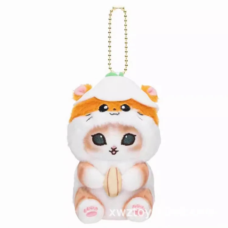 Kawaii Sanrio Plush Keychain Pendant Cartoon Mofusand Shark Cat Cross-Dressing Hello Kitty Kuromi Doll Stuff Backpack Decor Toys