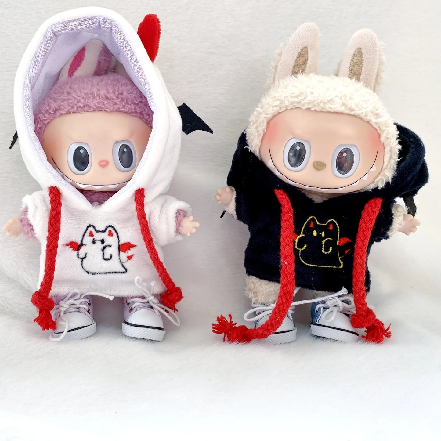 Labubu Doll Clothing 17cm Universal Halloween Bat & Little Devil Hoodie Accessories - For Labubu I/Ii Idol Dolls Sitting Party