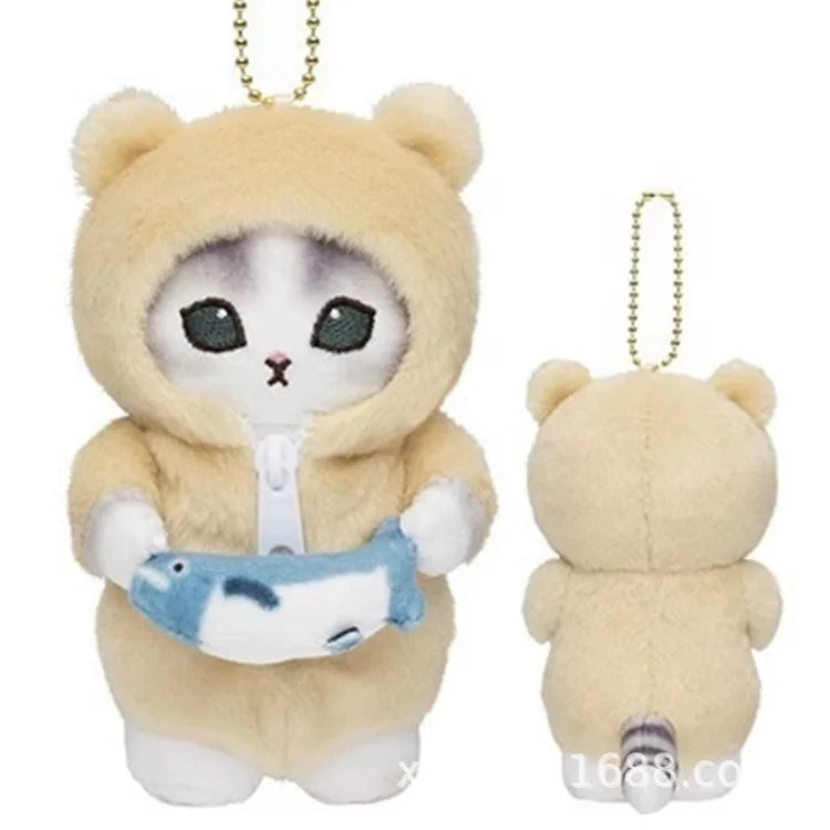 Kawaii Sanrio Plush Keychain Pendant Cartoon Mofusand Shark Cat Cross-Dressing Hello Kitty Kuromi Doll Stuff Backpack Decor Toys