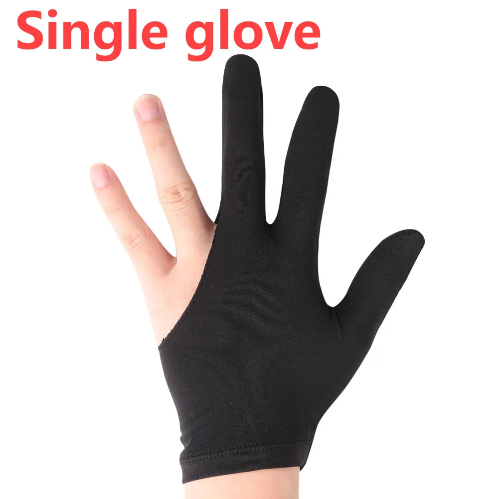 1Pcs Open Finger Billiard Gloves Antiskid Polyester Snooker Billiard Gloves Adjust Sticker Portable Lightweight Amateur Training