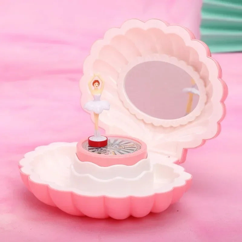 1Pc Shell Shaped Clockwork Musical Boxes Girls Dancing Ballerina Musical Box Christmas Birthday Jewelry Box Gifts Ornaments