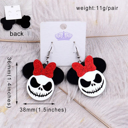 Mouse Head Western Cowboy Ghost Cherry Lightning Halloween Acrylic Earrings Jewelry for Women