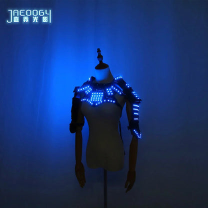 Glow LED Clothing Armor Cyberpunk Cape Vest Halloween COSPLAY Dance Performance