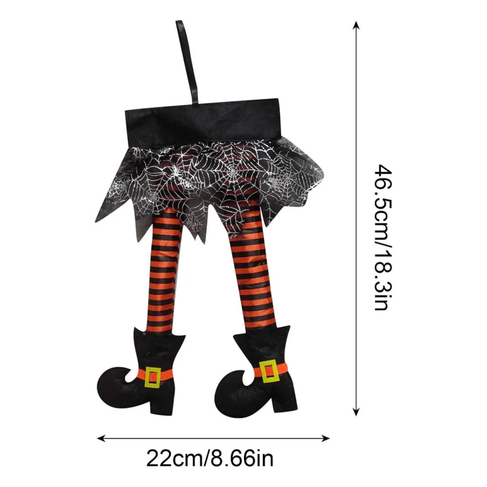 Halloween Witch Leg Decoration, Plush Filled Witch Legs for Wrath Car, Outdoor Evil Hanging Ornament, Car Trunk Yard Decor