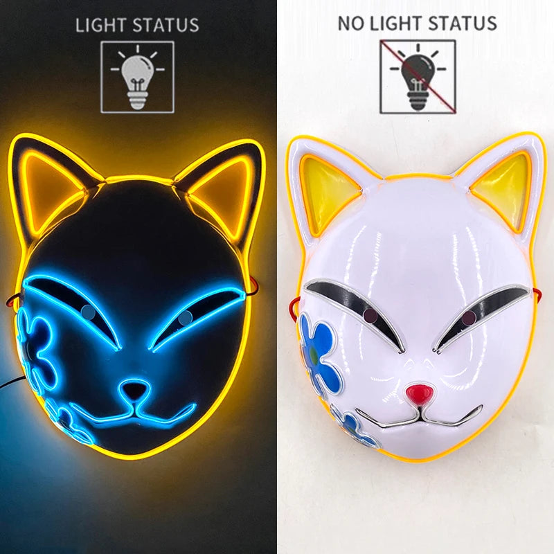 New Designed Glowing Halloween Party Mask Flashing LED Masks EL Neon Light Cosplay Mask Costume Props Glow Party Supplies