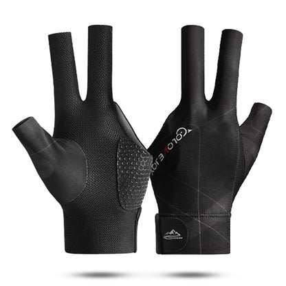 1Pcs Open Finger Billiard Gloves Antiskid Polyester Snooker Billiard Gloves Adjust Sticker Portable Lightweight Amateur Training