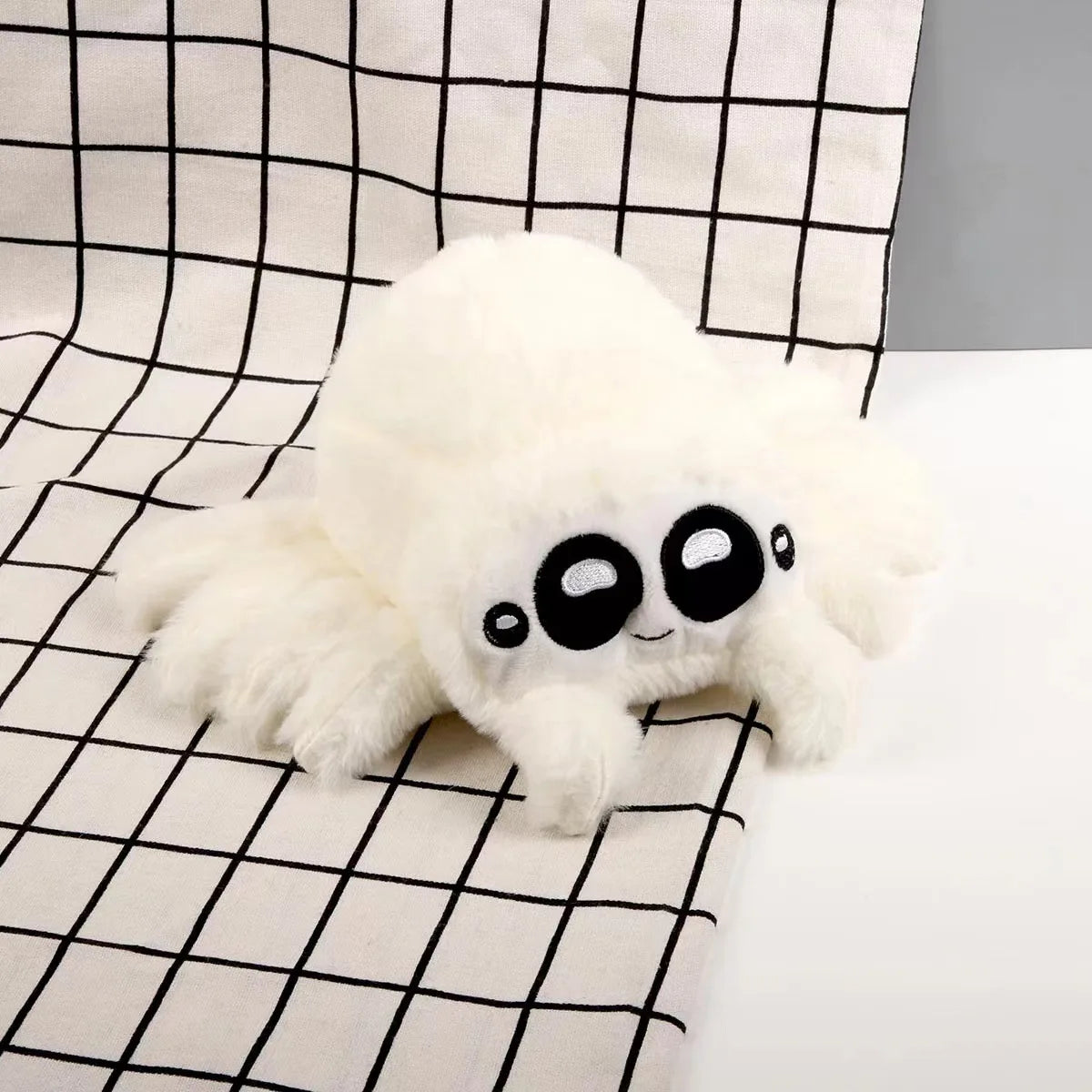 Lucas Friend Spider Plush Toy Kawaii Black White Spider Doll Home Decoration Pillow Soft Stuffed Halloween Gifts Toy for Kids