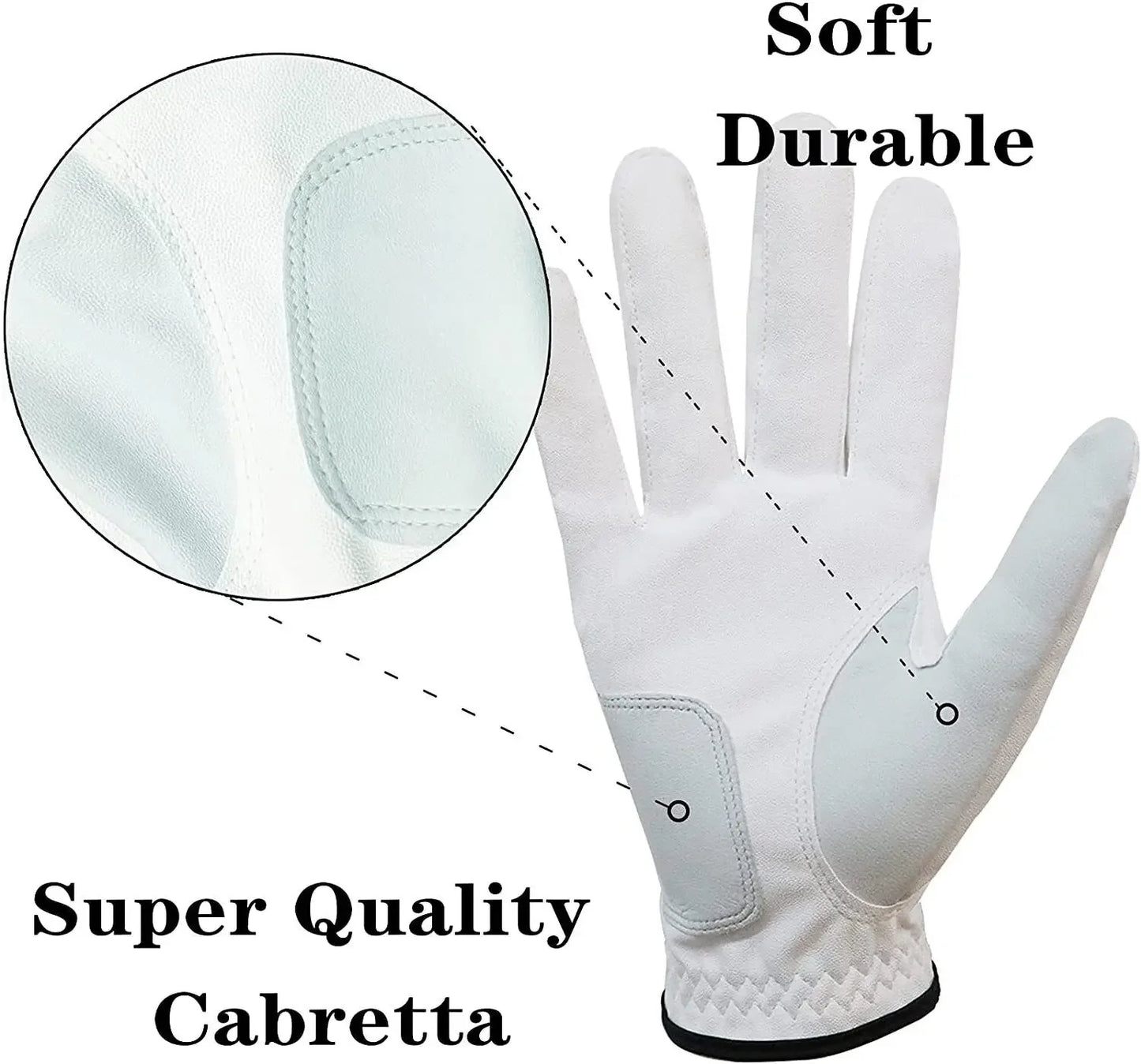 Golf Gloves Men Golfer Left Hand Right Handed Leather All Weather Grip 3 Pack