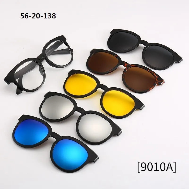 6 in 1 Custom Men Women Polarized Optical Magnetic Sunglasse Magnet Clip on Sunglasses Polarization Clip on Sun Glasses Frame