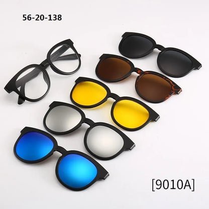 6 in 1 Custom Men Women Polarized Optical Magnetic Sunglasse Magnet Clip on Sunglasses Polarization Clip on Sun Glasses Frame