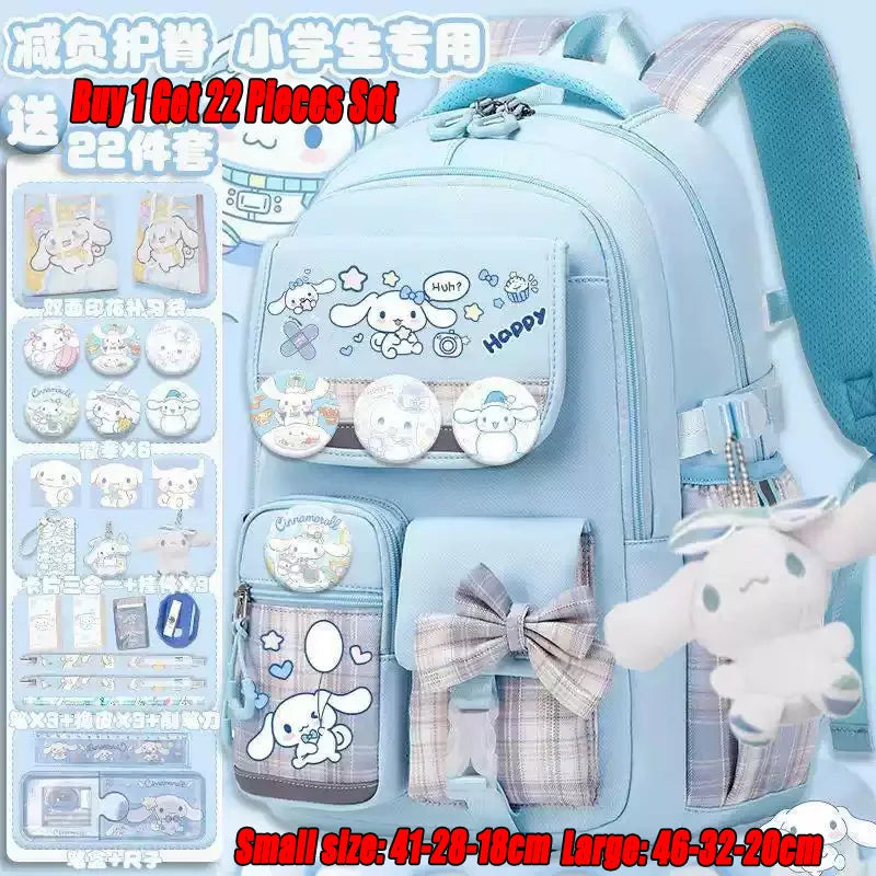 Sanrio Cinnamon Dog Cute Fashion Print School Bag for Primary School Students, Stylish Children's Back-To-School Backpack