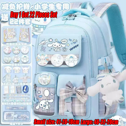 Sanrio Cinnamon Dog Cute Fashion Print School Bag for Primary School Students, Stylish Children's Back-To-School Backpack
