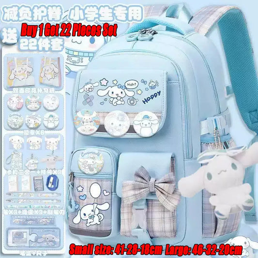 Sanrio Cinnamon Dog Cute Fashion Print School Bag for Primary School Students, Stylish Children's Back-To-School Backpack
