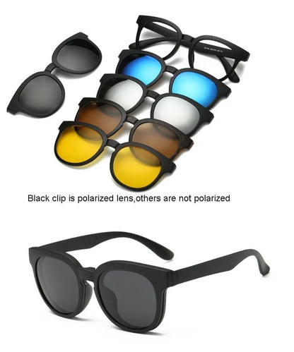 6 in 1 Custom Men Women Polarization Optical Magnetic Sunglasses Magnet Clip on Sunglasses Polarization Clip on SunGlasses Frame