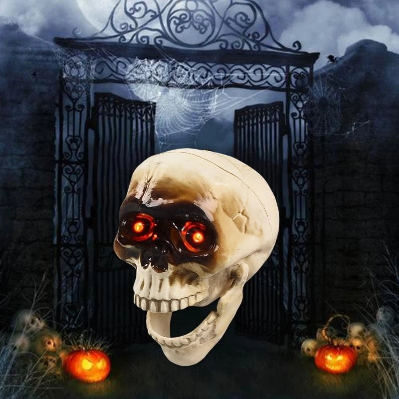 Talking Skull Ornament With Light and Sound Halloween Themed Party Accessory