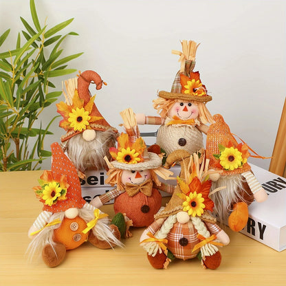 Rustic Autumn Harvest Scarecrow Decor, Plaid & Sunflower Accents for Thanksgiving, Halloween, Farmhouse Wall Decor, Party Props