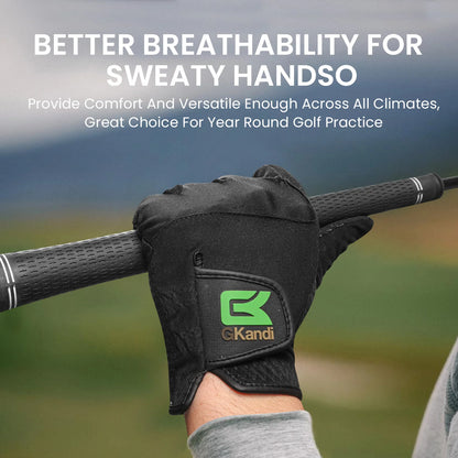 Golf Gloves Men All Weather Anti-Slip Value 2 Pack, Men's Golf Gloves Rain Grip Flexible Durable Left Hand Right