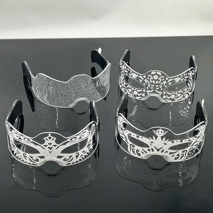 2025 Halloween Christmas Glow Supplies Party Half Face Mask Colorful Luminous LED Neon Light Mask Nightclub Bar Music Decor Prop