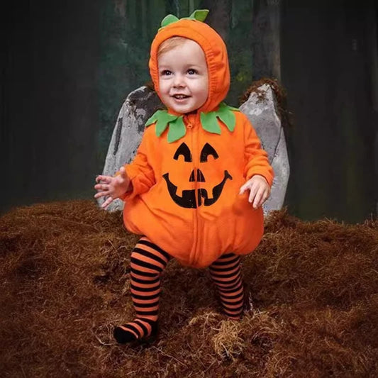 Nfant Baby Girl Boy Halloween Costumes Outfit Pumpkin Hooded Romper Footed Pants Leggings Fancy Clothes