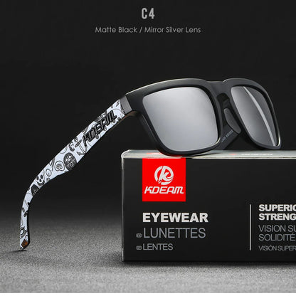 KDEAM Men's Polarized Sunglasses Fishing Lifestyles Mirrored Color Blocking Sun Glasses Women Legend Square Sunglass With Box
