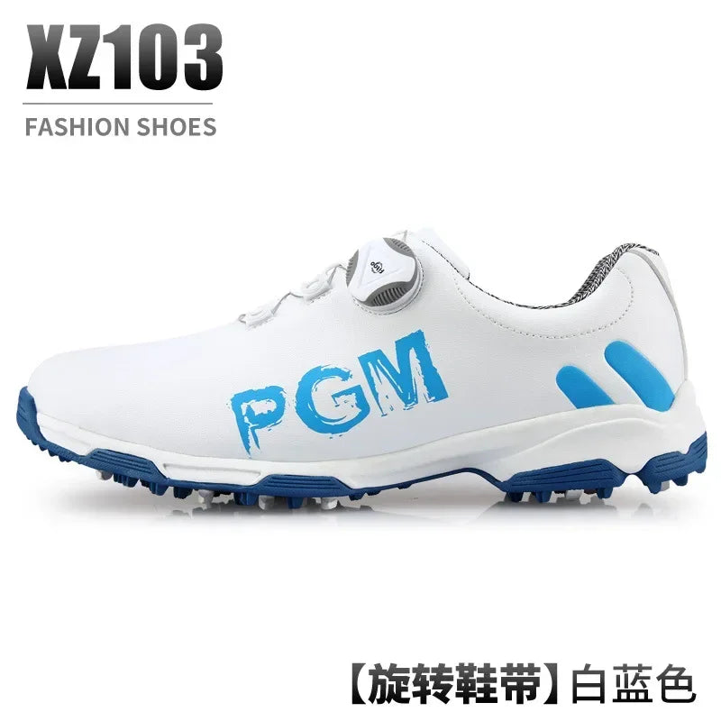 PGM Golf Men's Shoe Rotating Lace Waterproof, Breathable, Non Slip Sports Shoe