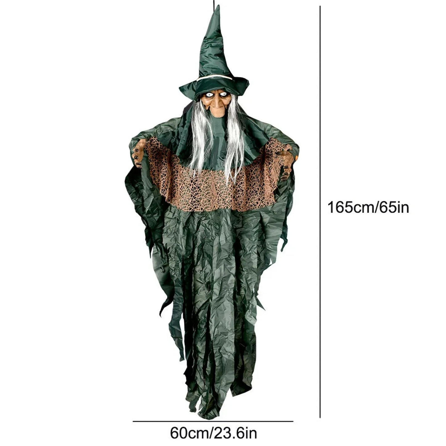 Halloween Talking Witch Outdoor Spooky Scary Witch Animatronic Voice Controlled Glowing Screaming Decoration Haunted House Decor