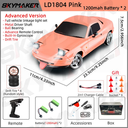Skymaker LDRC LD1804 1/18 RC Drift Car MX5 2.4GHz RWD With ESP Gyroscope On-Road LED Lights Full Scale RC Cars Children Toy Gift