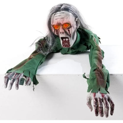 Crawling Ghost Electric Scary Crawling Spirit Horror Voice Control Bloody Ghost Zombie Props Haunted House Yard Halloween Decor