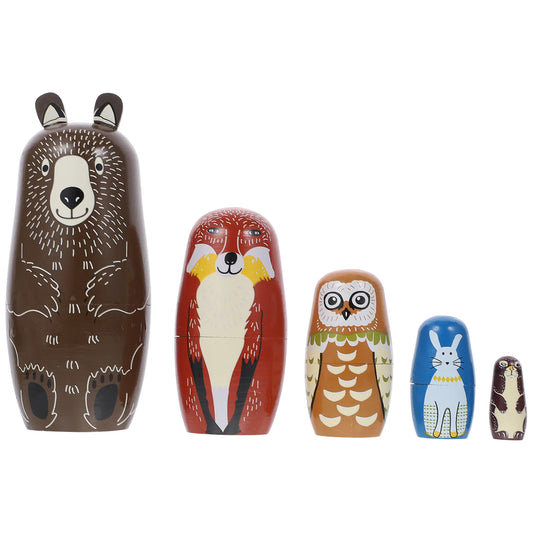 5 Pcs Bear Nesting Toy Owl Matryoshka Dolls Babushka Cartoon Russian Stacking Blank Boy