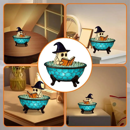 Halloween Ghost Bubble Bath Lamp，Cute Ghost Night Light，Ghost-Themed Bathtub Accent Lamp for Halloween Party or Gift
