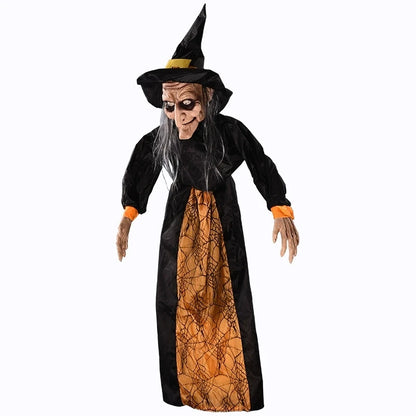 1Pc 2025 Halloween Decor Talking Witch Outdoor Spooky Animatronic Witch Decor Prop Red Eye Animated Witch Home Festival Decor