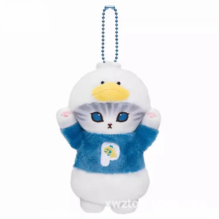 Kawaii Sanrio Plush Keychain Pendant Cartoon Mofusand Shark Cat Cross-Dressing Hello Kitty Kuromi Doll Stuff Backpack Decor Toys