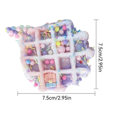 New Colorful Waffle Burgers Donut Squishys Stress Relief Toy Fashion Sequin Glitter Toys for Girl Soft Anti Anxiety Fidget Toy