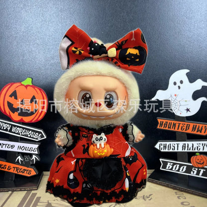 Only Clothing for Labubu Halloween Magical Witch Doll Costume Standing Posture 17cm Vinyl Doll Changing Doll Accessories Gift