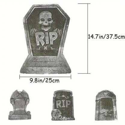 4 Pcs Realistic Halloween Tombstone Decorations Are Used for Haunted Houses Courtyards and Outdoor Halloween Parties.