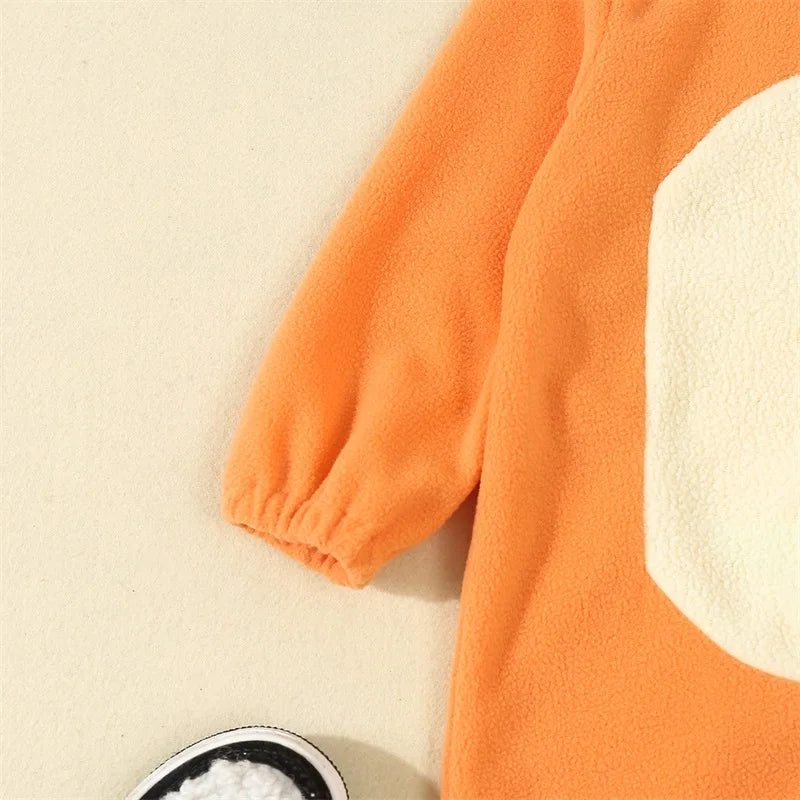 Cartoon Blue Orange Dog Costume for Toddler Baby Boys Girls Halloween Costume Hooded Ear Tail 1Piece Jumpsuit