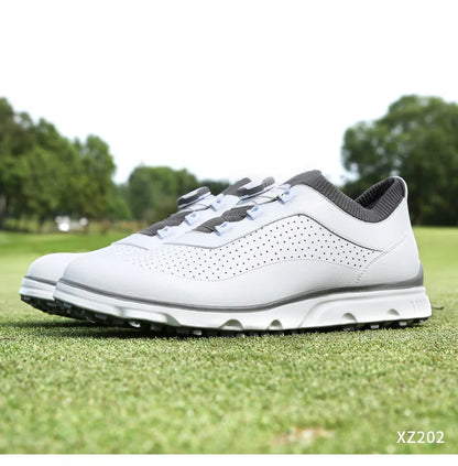 PGM Men Golf Shoes XZ202 Breathable Vent Soft Microfiber Leather Ultra-Light Lace-Ups Anti-Side Slip Nail Gym Sport Sneaker