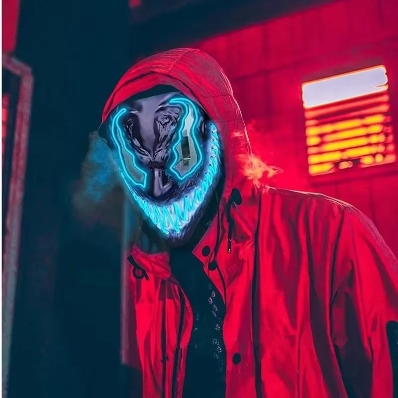 2024 Halloween Neon VenomMask European and American Movies Horror Funny Full Face LED Mask Color Cosplay Costume Supplies
