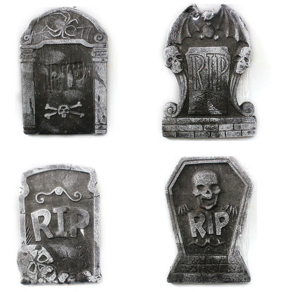 D2 4Pcs/Set Halloween Decoration Outdoor Graveyard Tombstones Halloween Decor Yard Signs Realistic Scary Skeleton RIP Gravestone