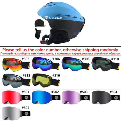 LOCLE Men Skiing Helmet Women Children Boys Girls Ski Helmet Skating Skateboard Snowmobile Motorcycle Helmets Size 52-64cm