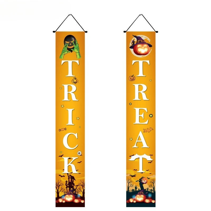 Halloween Hanging Door Curtain Skeleton Banner Happy Halloween Party Porch Sign for Home Party Decor Halloween Decorations 2025