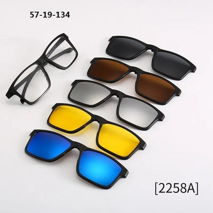 6 in 1 Custom Men Women Polarized Optical Magnetic Sunglasse Magnet Clip on Sunglasses Polarization Clip on Sun Glasses Frame