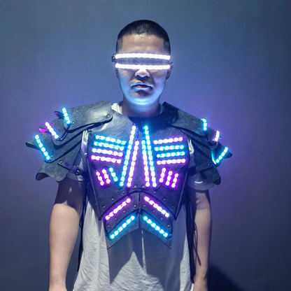 Halloween Costumes for Men Traje Led Luminous LED Armor Viking Cosplay Nightclub Performance Wear Dance Rave Outfits