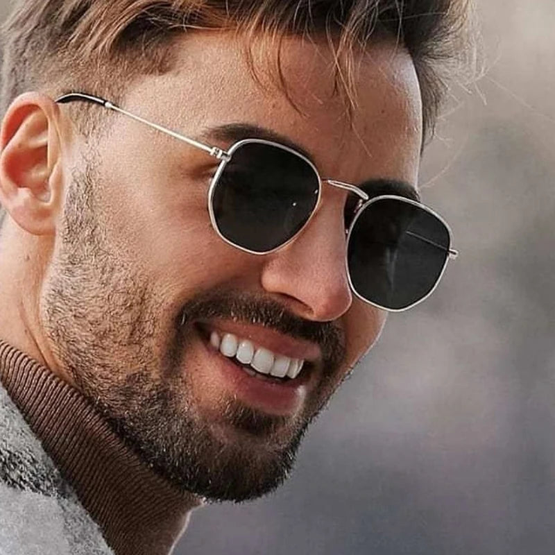 Fashion Hexagon Sunglasses Women Men 2025 Square Metal Frame Designer Sun Glasses for Driving Sunglass UV400 Protection Outdoor