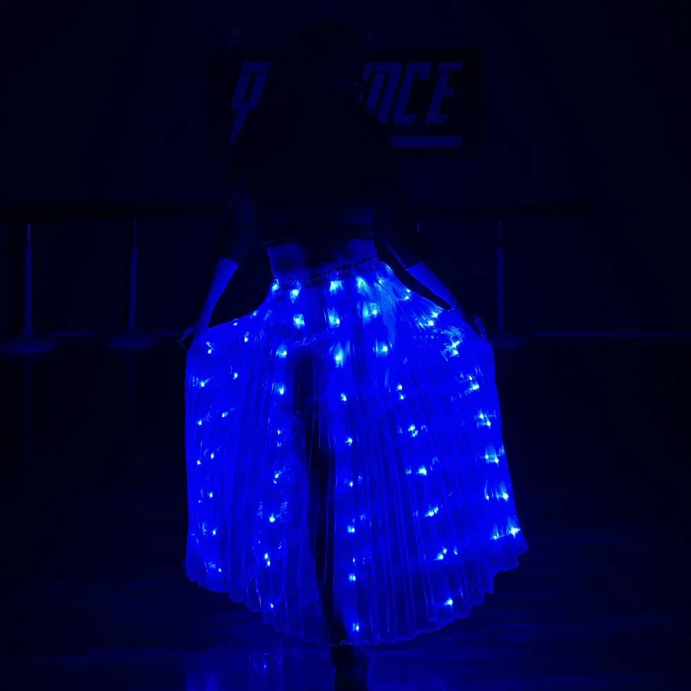 Light Up Skirt for Women LED Long Tutu for Girls Glow Dance Performance Outfits Rave Clothes Halloween Christmas Party Supplies
