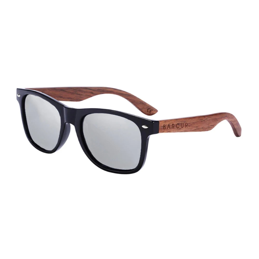 BARCUR High Quality Black Walnut Sunglasses Anti-Reflecti Men Women Mirror Sun Glasses Male UV400 Wooden Sunglass Shades Oculos