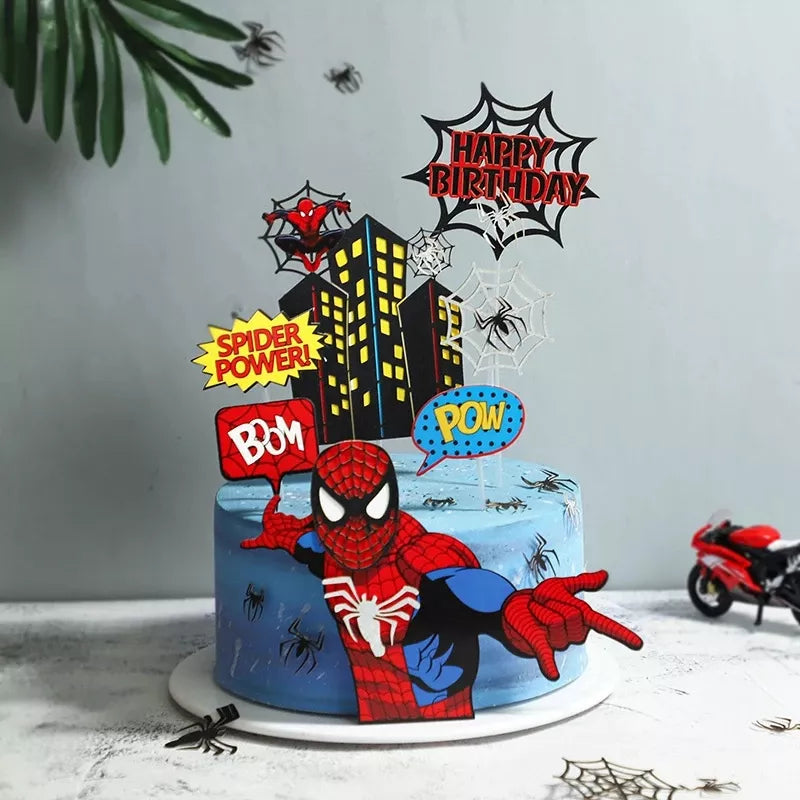 1set the Avengers Birthday Party Cake Topper Super Hero Spiderman Hulk Iron Man Cake Decoration for Kids Birthday Party Supplies