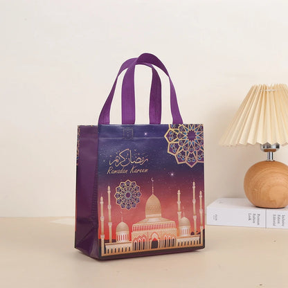2024 Ramadan Kareem Gift Bags Nonwoven Candy Cookie Snack Packaging Bag Box Eid Mubarak Muslim Islamic Festival Party Supplies