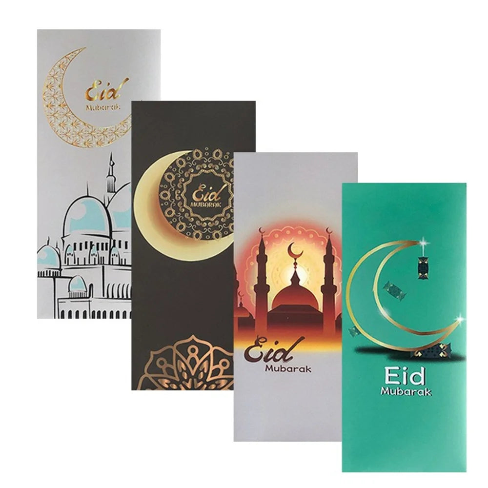 6Pcs/Set Eid Mubarak Cash Envelopes Money Cards Paper Bag 2024 Ramadan Mubarak Decoration Islamic Muslim Eid Al-Fitr Gift Favors